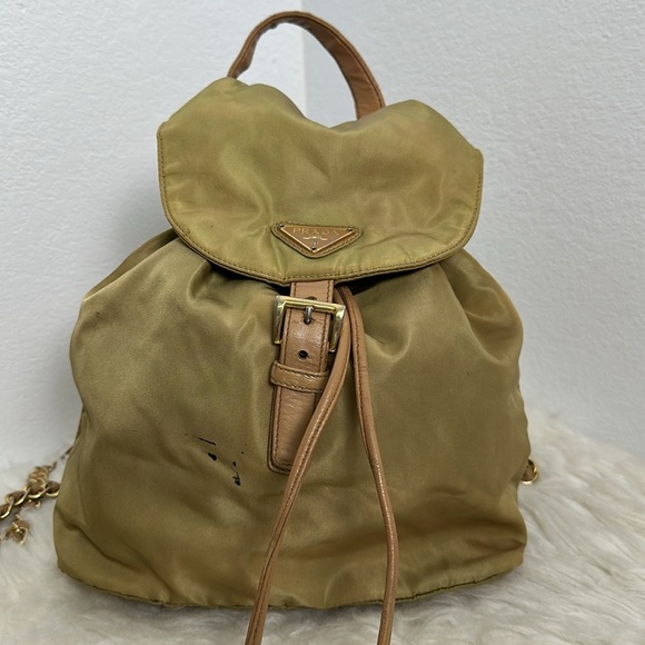 💯 Authentic Prada Beige Drawstring Backpack🍀 - Picture 4 of 16